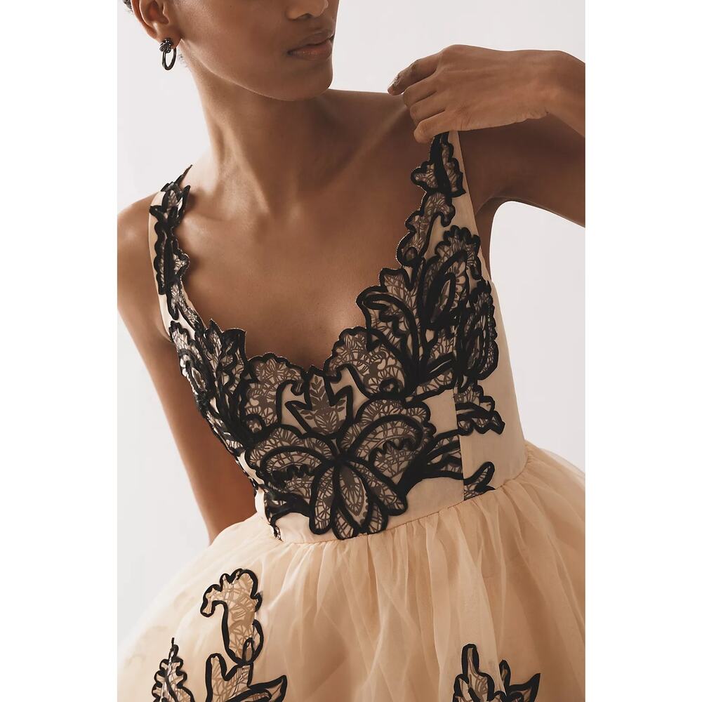 New Anthropologie Maeve Sleeveless V-Neck Lace Fit & Flare Mini Dress $298 SZ 14 - Picture 3 of 8